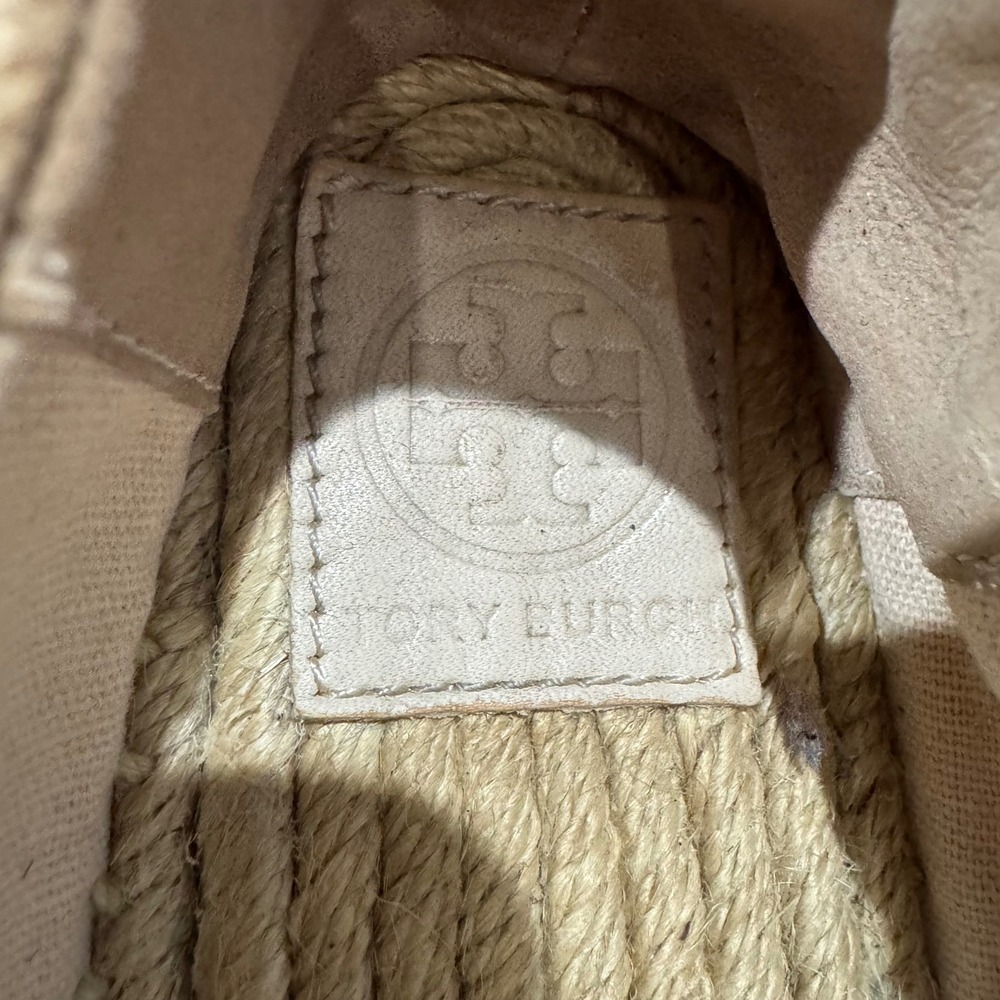 Tory Burch Canvas Espadrille Flats Cream Color-Block Logo Cap Toe Women's 6.5 - Picture 8 of 9